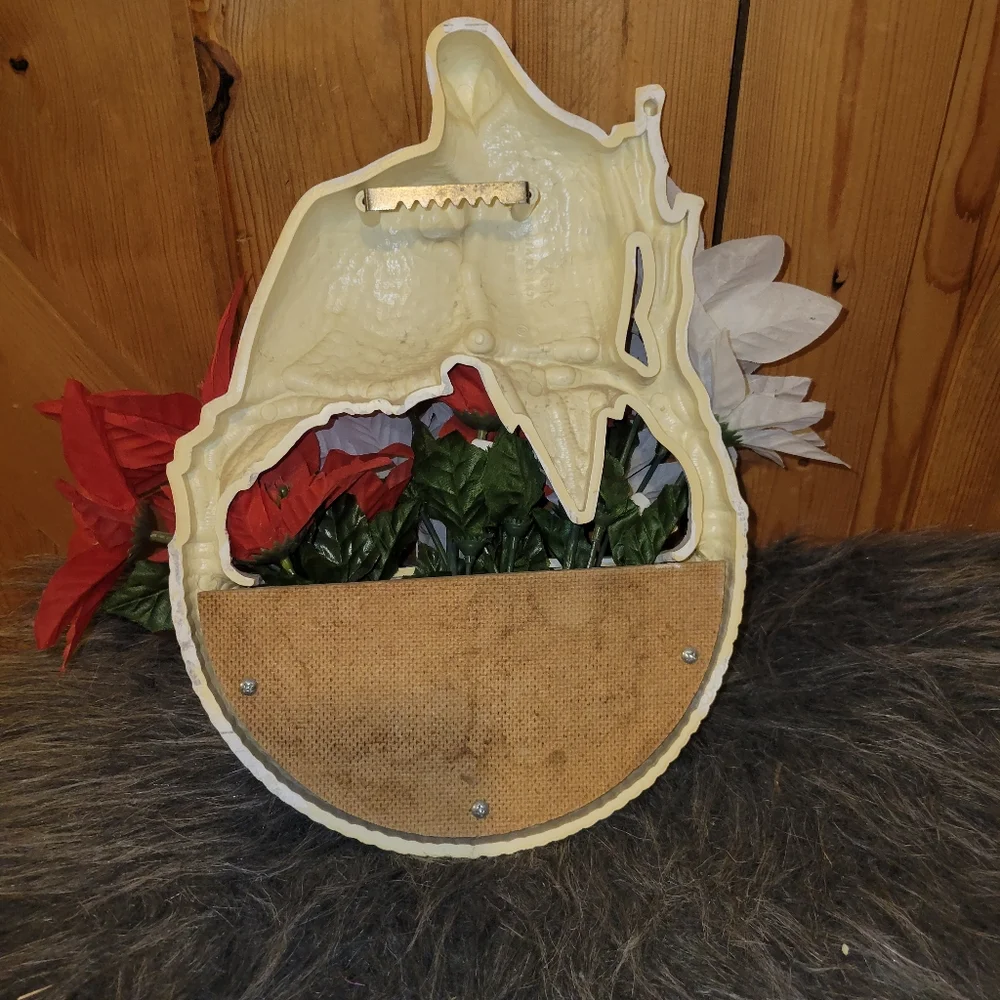 Vintage Burwood Pocket Planter Wall Hanger Faux Wood Lovebirds
